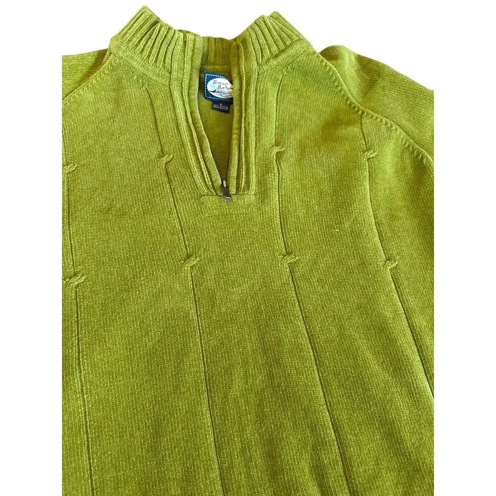 TOMMY BAHAMA Island Soft Ribbed Quarter Zip Sweater  Men's Medium‎ Green